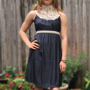 Lace & light weight denim party dress
